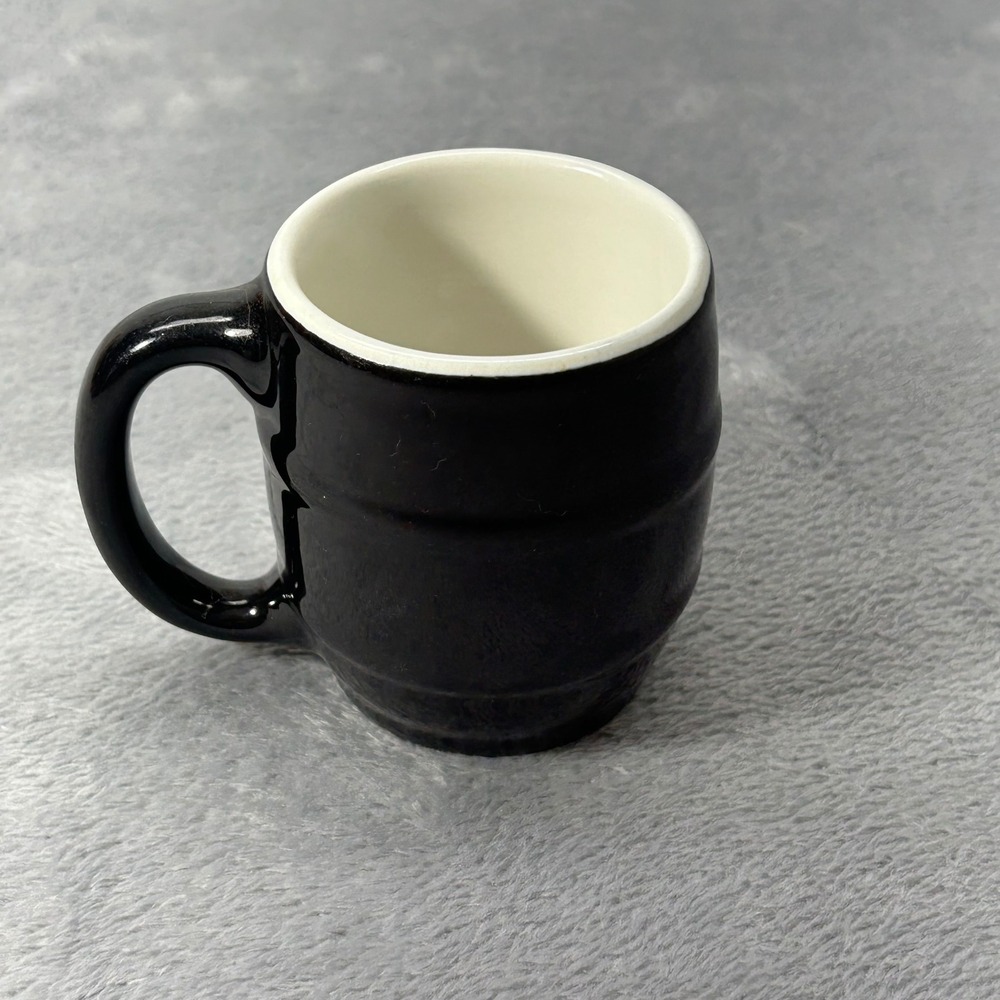 Hall China Co 536 Black Barrel Mug Vintage Made in USA Ceramic Coffee Cup